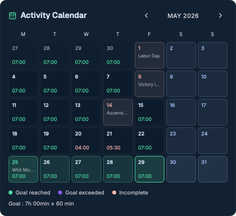 Activity calendar