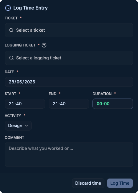 Day timeline - Add an entry