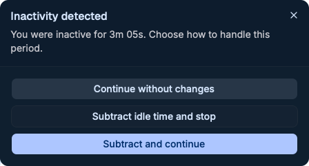Idle detection dialog